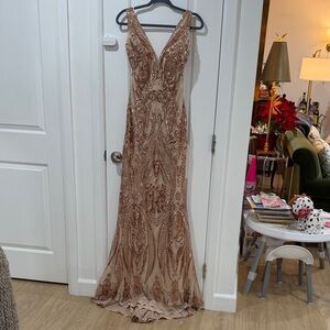 Elegant Sequin Gown in Rose Gold